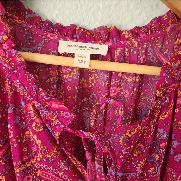 Beachlunchlounge Bohemian Pink Tiered Ruffled Sundress New With Tags - Picture 4 of 10